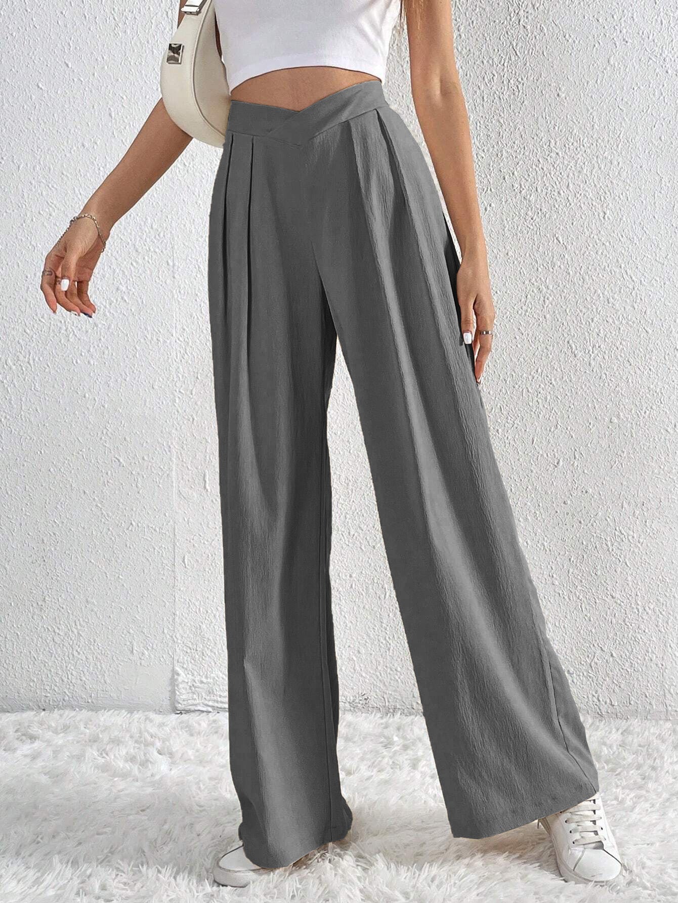 Pleated Loose Straight Leg Wide Leg Pants