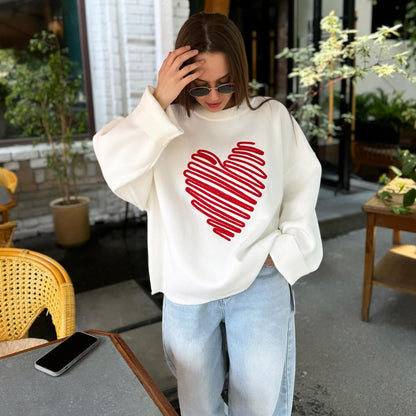 Doodle Heart Crew-Neck Sweater