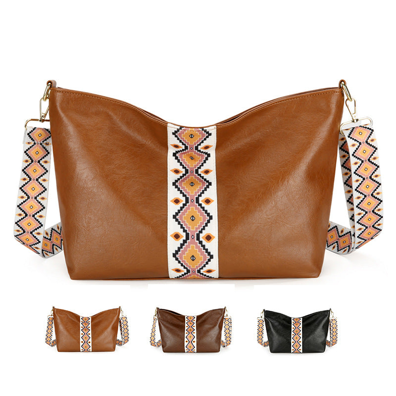 Bohemian European and American Retro Color Matching Crossbody Bag