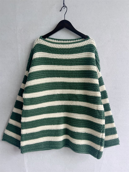 Loose Striped Knit Pullover Sweater