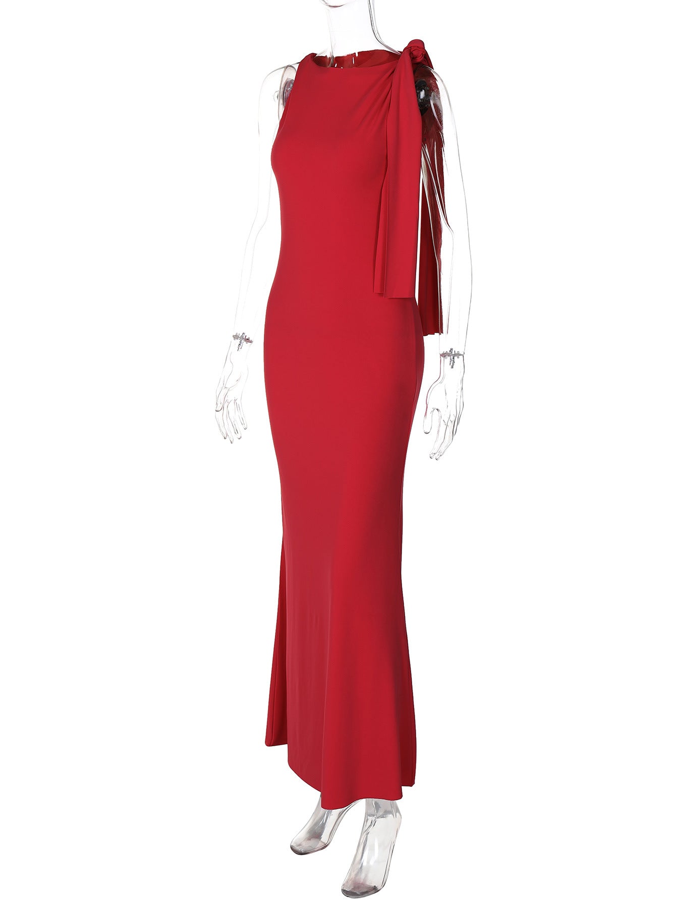 One-Shoulder Streamers Slim-Fit Maxi Dress