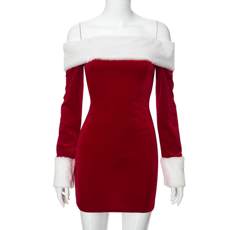 Off-The-Shoulder Christmas Mini Dress