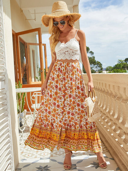 Boho Split Skirt Vacation Breasted Skirt