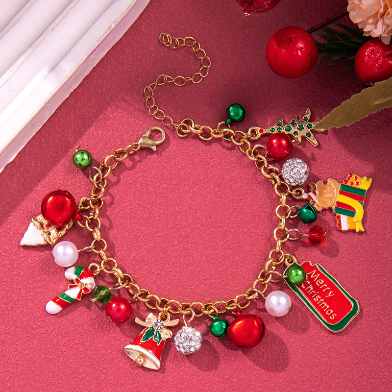 Christmas Alloy Snowflake Bell Pendant Bracelet