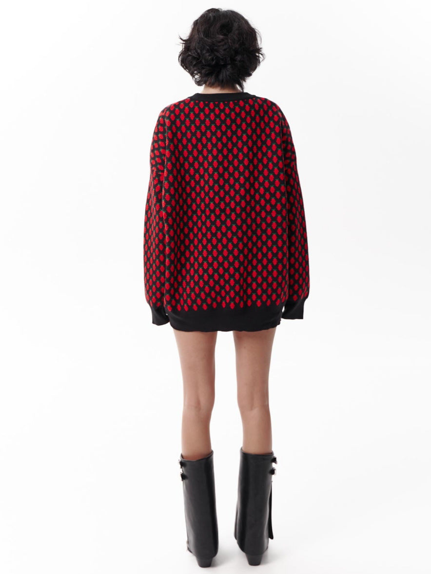 Casual Loose Cute Strawberry Knit Sweater