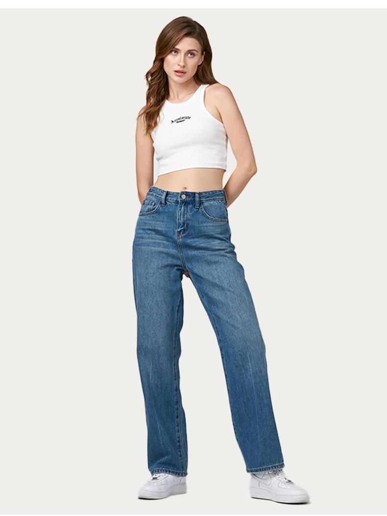 Mid-Waisted Straight Leg Jeans