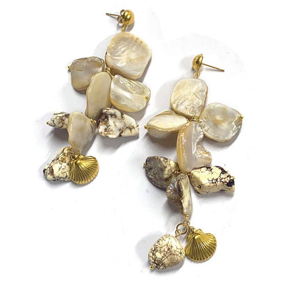 Irregular Shell Stone Scallop Earrings