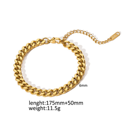 Gold Titanium Steel Chain Snake Bone Bracelets