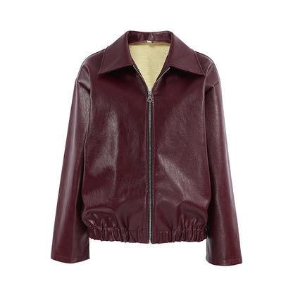 Aubrey Luxe Leather Bomber Jacket