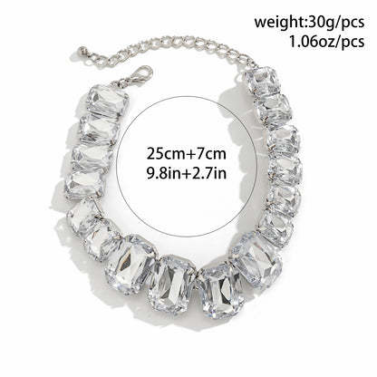 Shiny Rectangular Rhinestone Choker