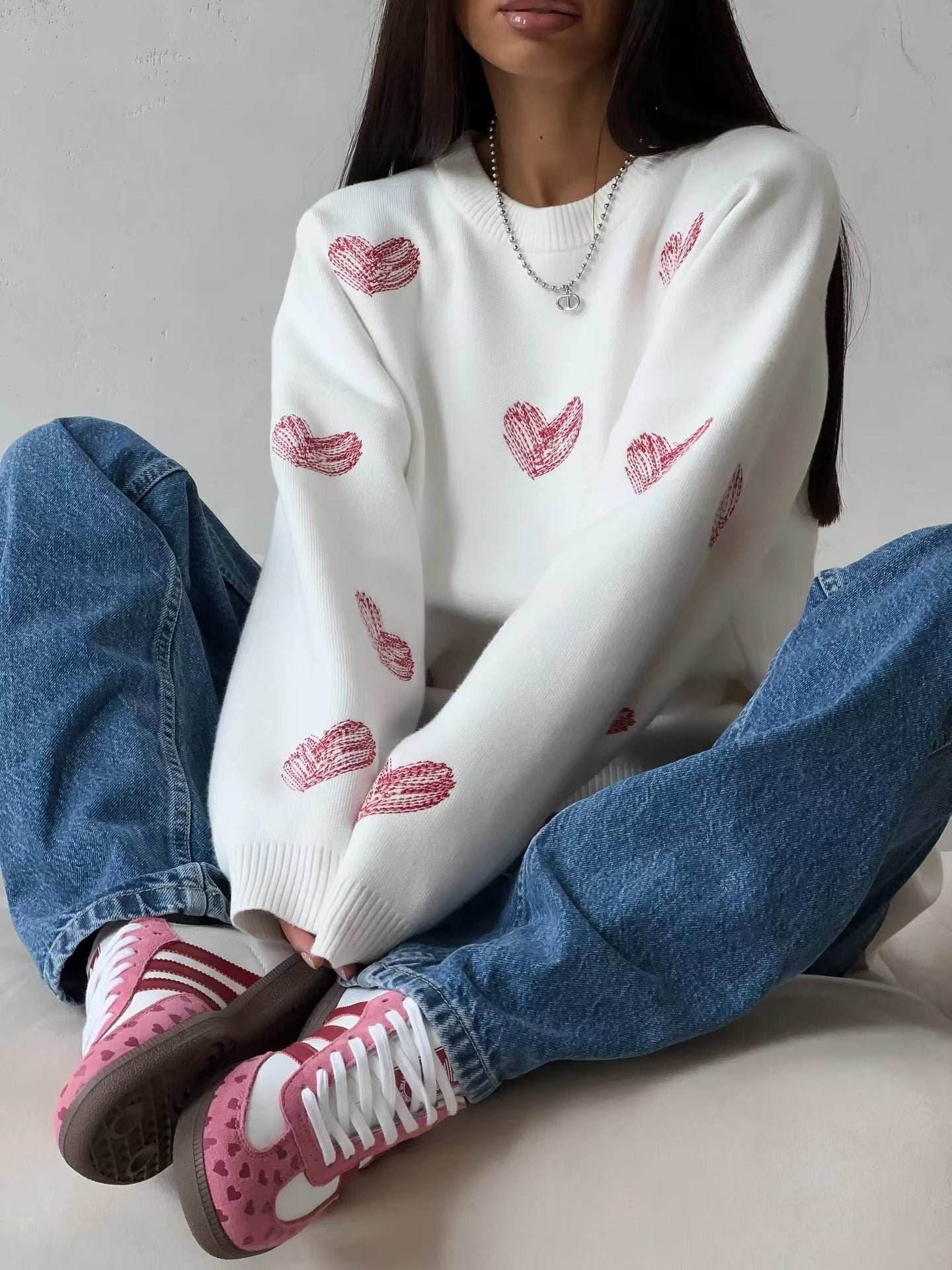 Handwriting Heart Knit Sweater