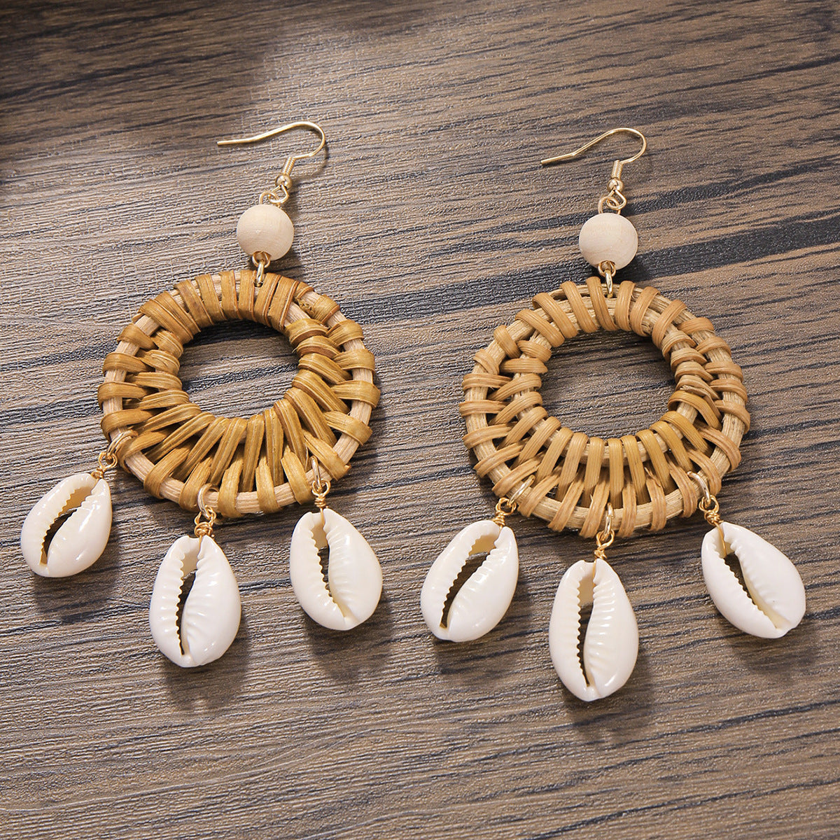 Boho Style Shell Beaded Braided Earrings