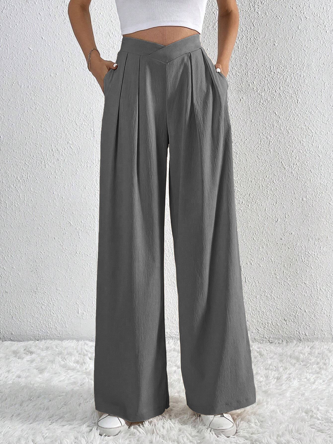 Pleated Loose Straight Leg Wide Leg Pants