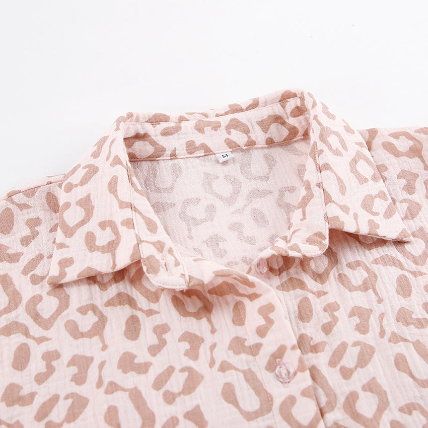 Leopard Print Lace Ruffled Shirt