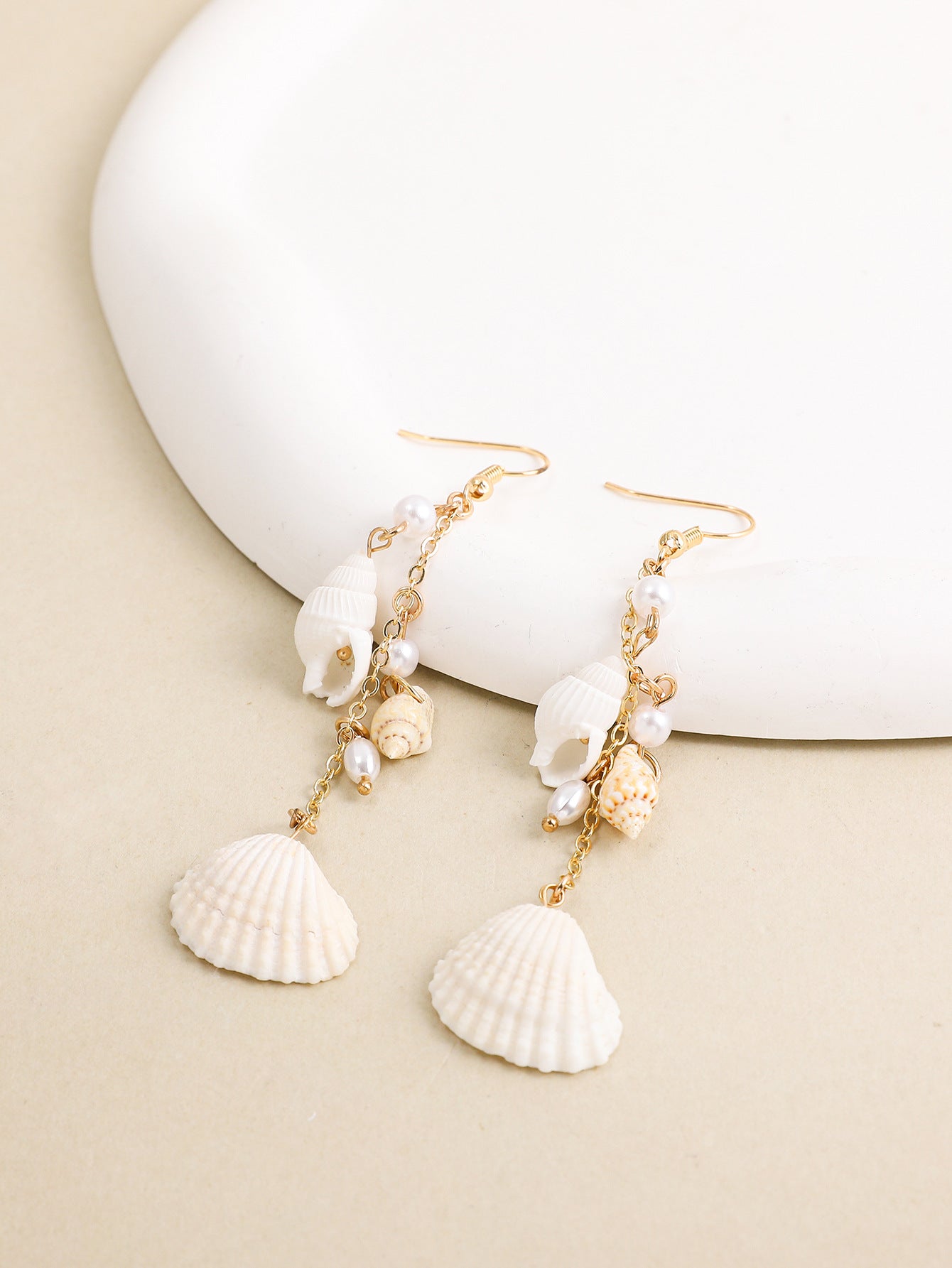 Shell Beads String Conch Earrings