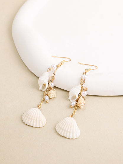 Shell Beads String Conch Earrings