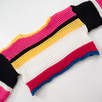 Multicolor Striped Knit Crop Sweater