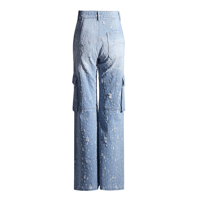 Frayed Denim Overalls