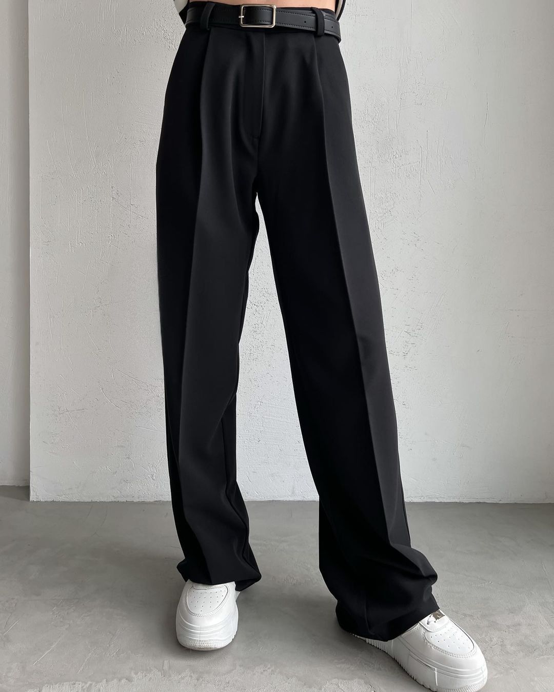 High-Waisted Straight-Leg Wide-Leg Suit Pant