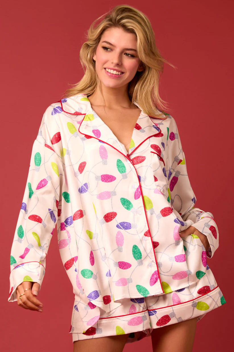 Colored Light Bulb Pajama Set