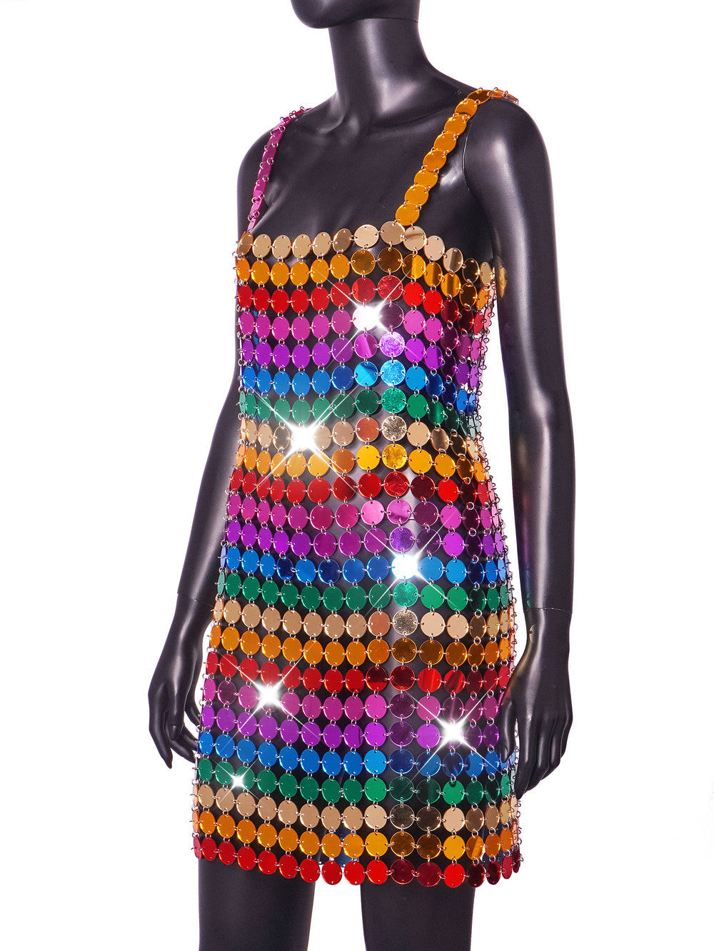 Rainbow Sequin Disco Mini Dress