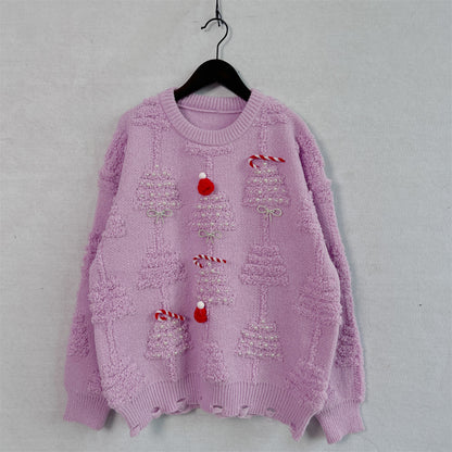 Plush Christmas Tree 3D Decorated Knit Sweater