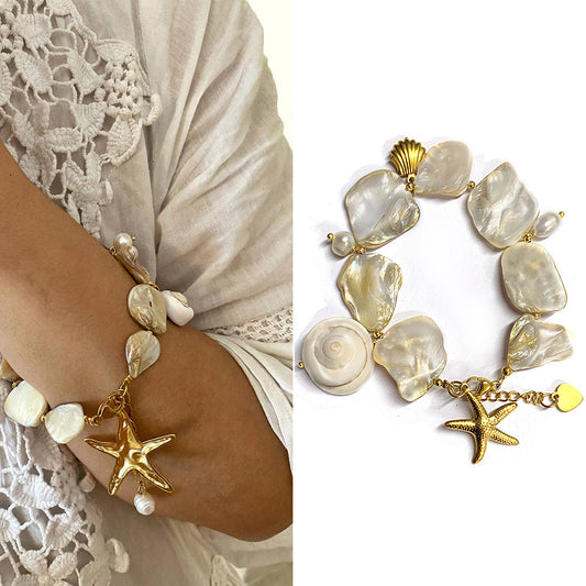 Irregular Natural Shell Starfish Bracelet