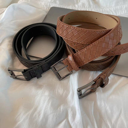 Solid color Woven Diamond Check Belt