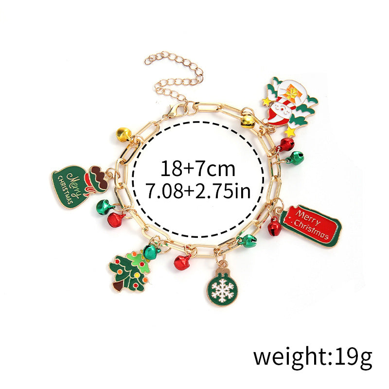 Christmas Alloy Snowflake Bell Pendant Bracelet