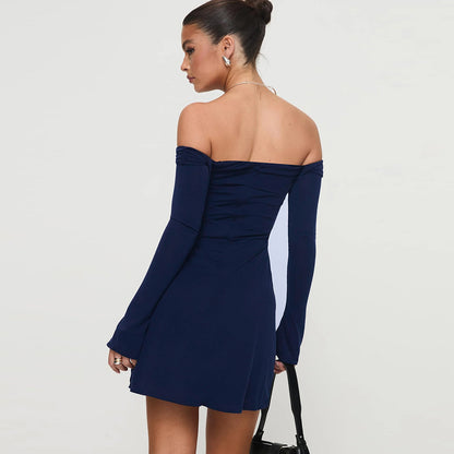 Off The Shoulder Long Sleeve Mini Dress