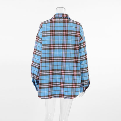 Street Style Vintage Plaid Oversized Shirt