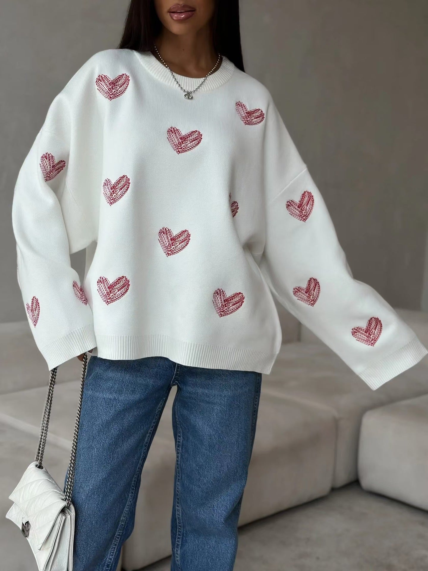 Handwriting Heart Knit Sweater