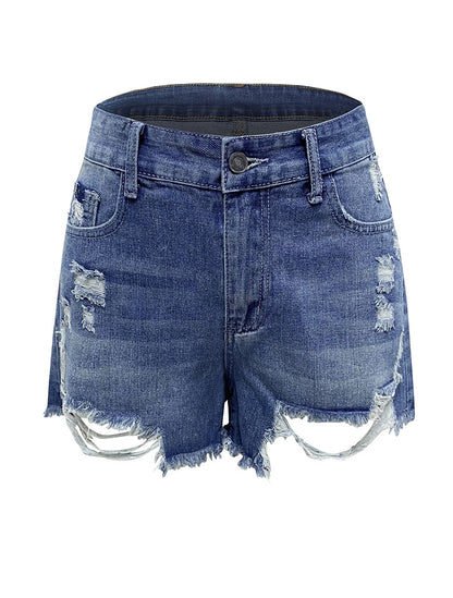 Casual High-Waisted Tasseled Buttoned Shorts