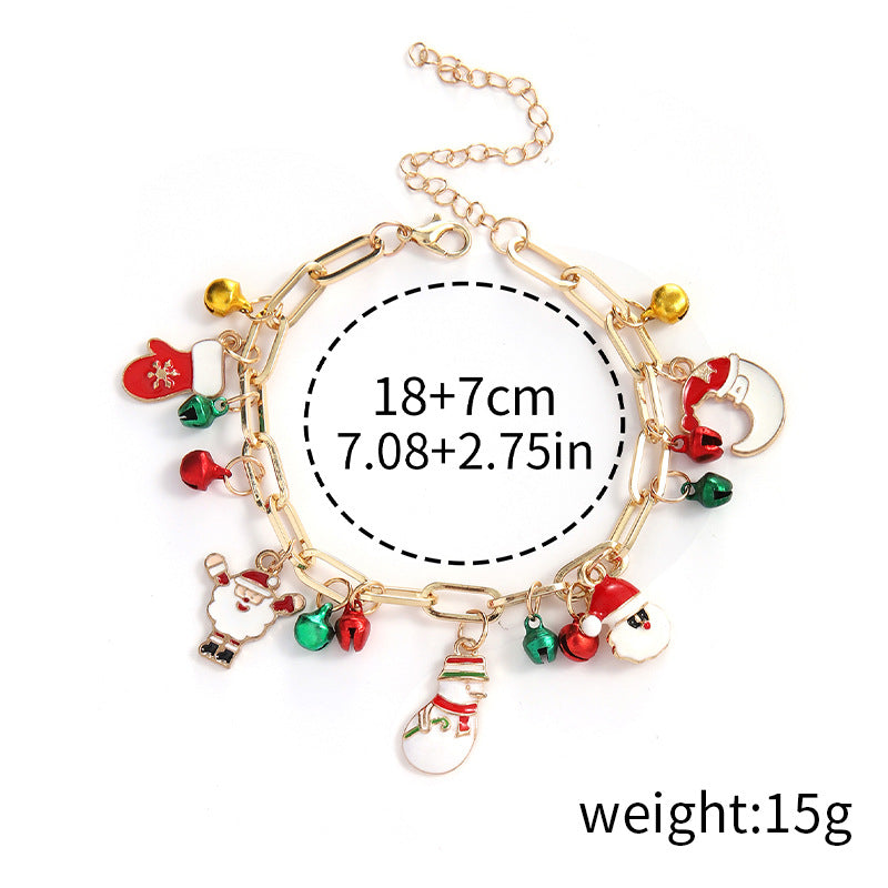 Christmas Alloy Snowflake Bell Pendant Bracelet