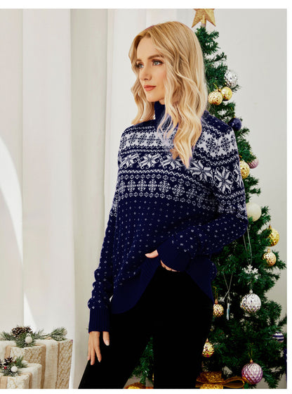 Christmas Snowflake Turtleneck Sweater