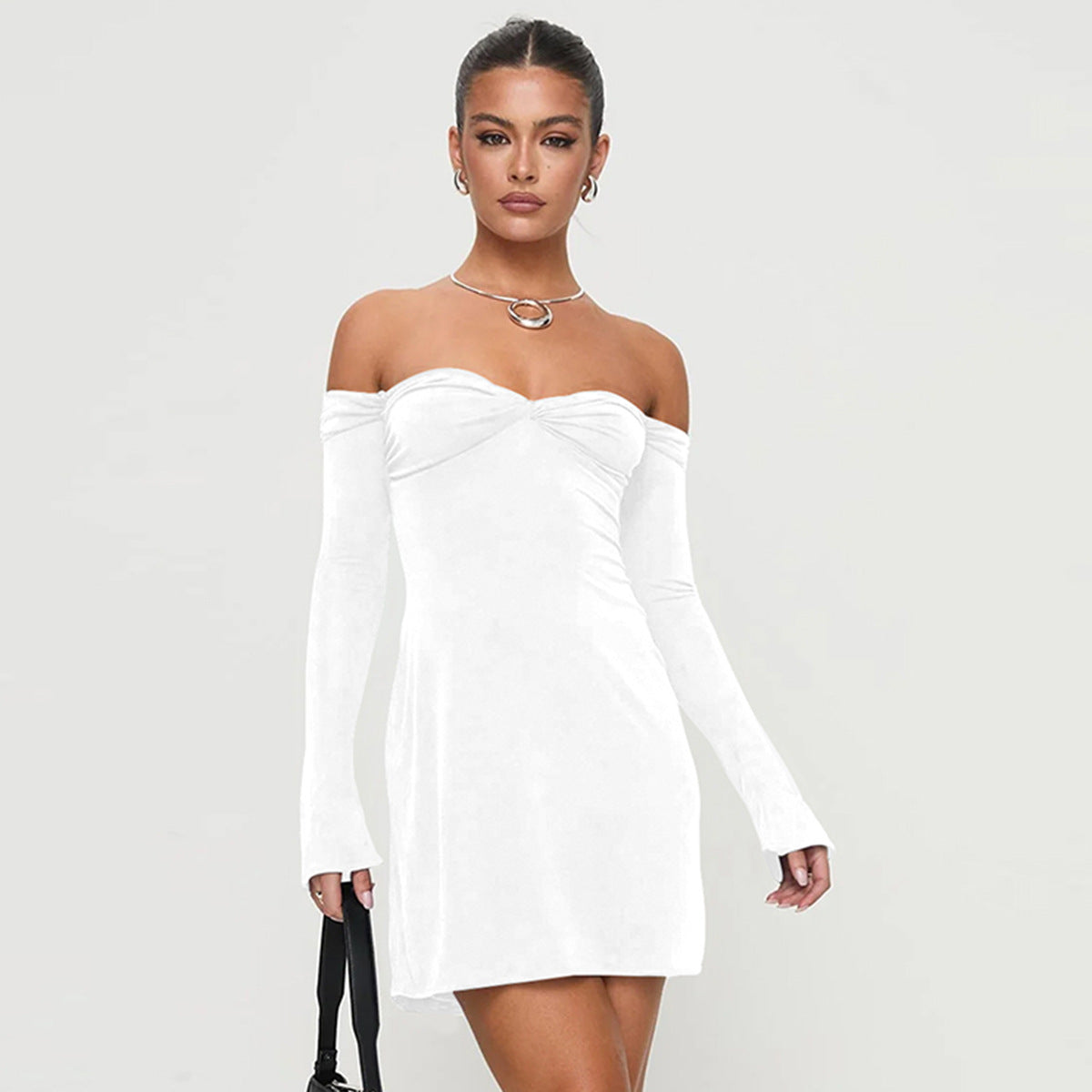 Off The Shoulder Long Sleeve Mini Dress