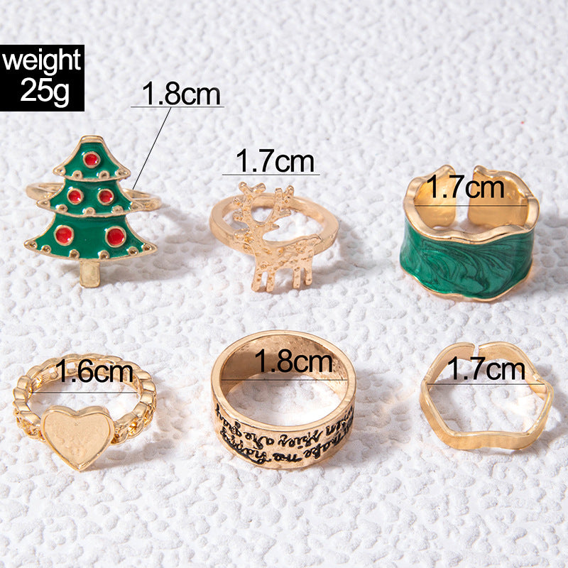 Santa Elk Christmas Ring Set