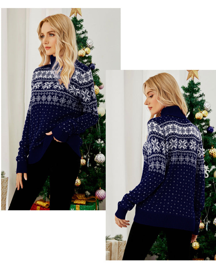 Christmas Snowflake Turtleneck Sweater