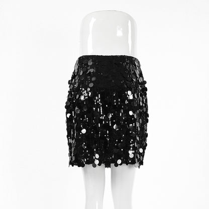 High Waist Round Large Sequin Skirt