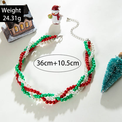 Colorful Beaded Twist Christmas Necklace