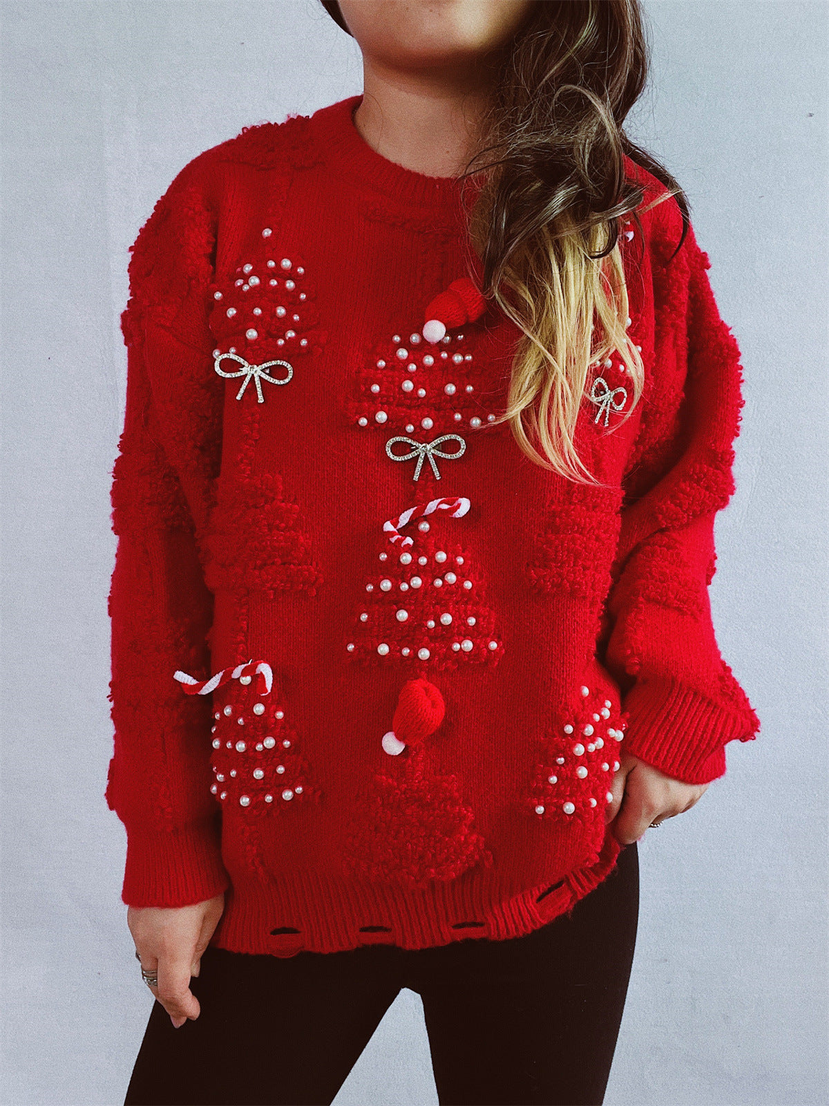 Plush Christmas Tree 3D Decorated Knit Sweater