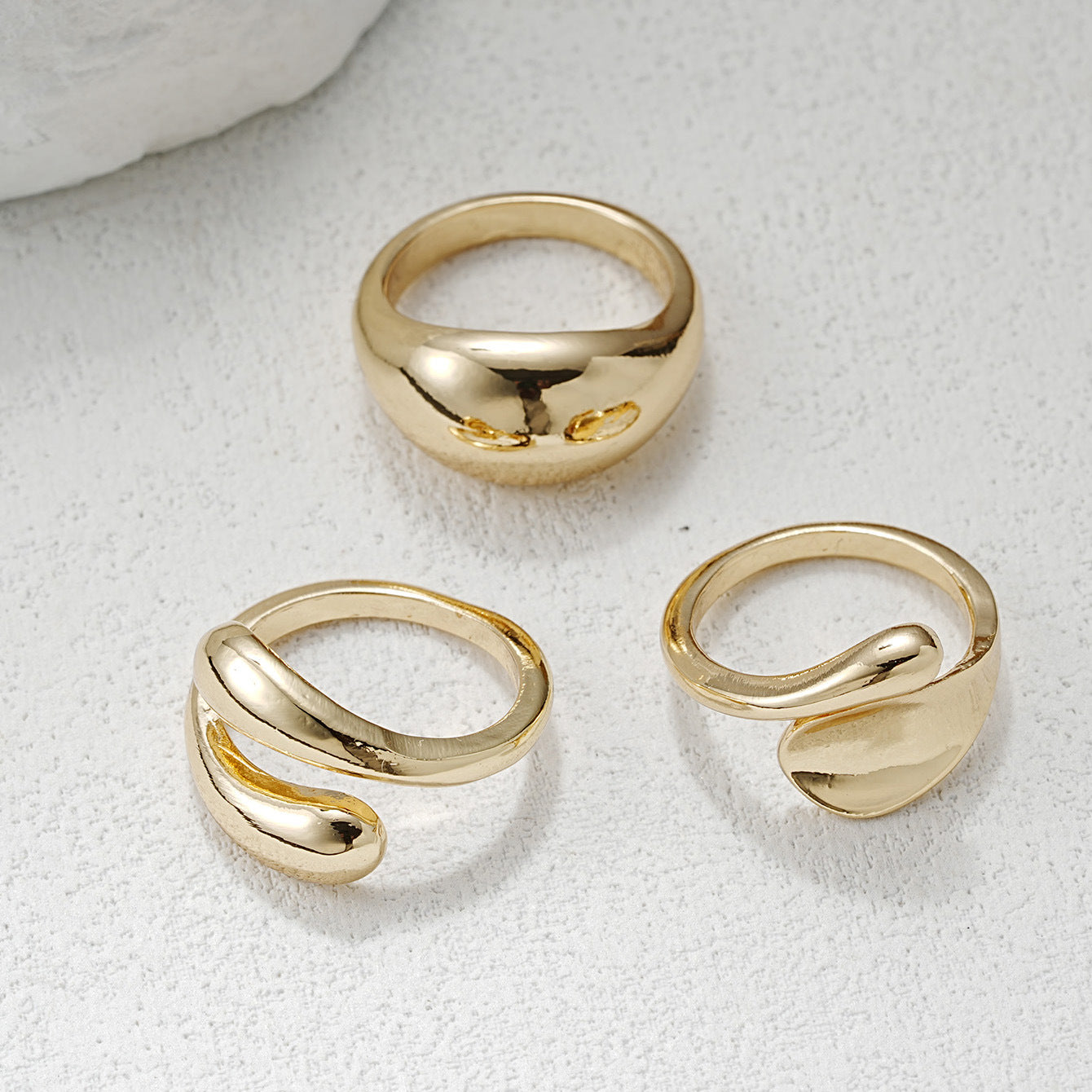 Irregular Lines Open Ring Set