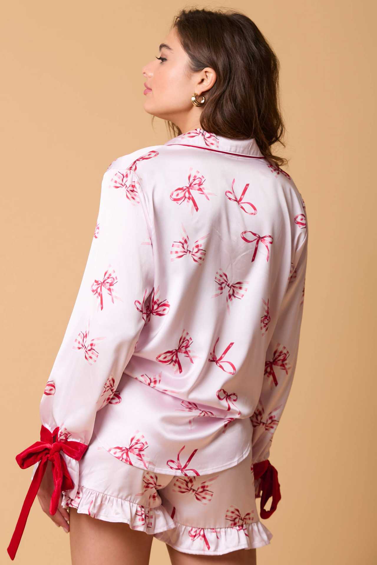 Nutcracker Candy Bow Patterned Pajama Set