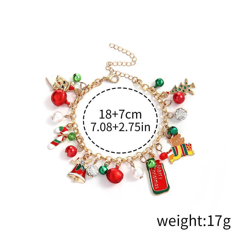 Christmas Alloy Snowflake Bell Pendant Bracelet