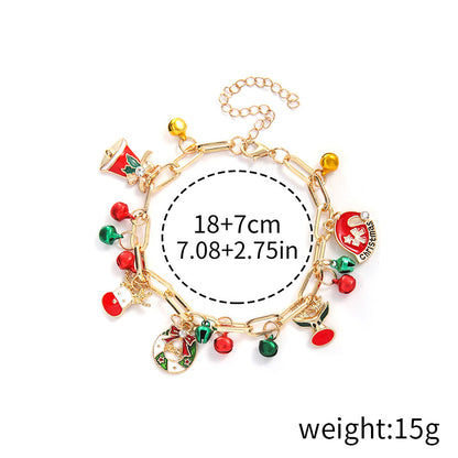 Christmas Alloy Snowflake Bell Pendant Bracelet