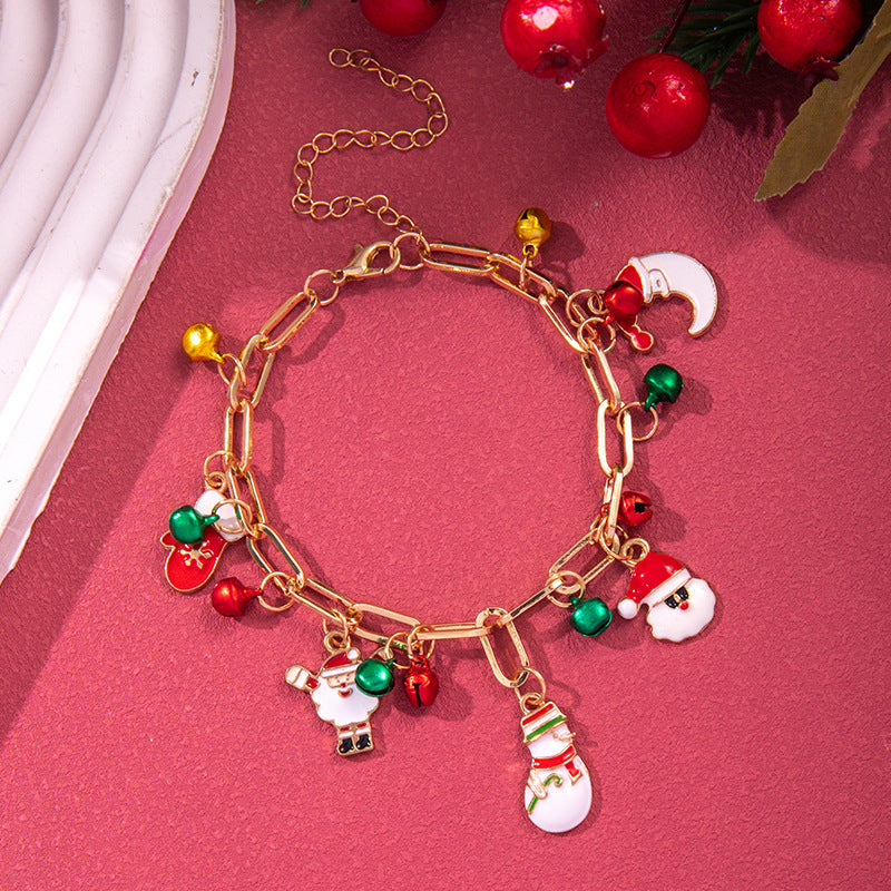 Christmas Alloy Snowflake Bell Pendant Bracelet