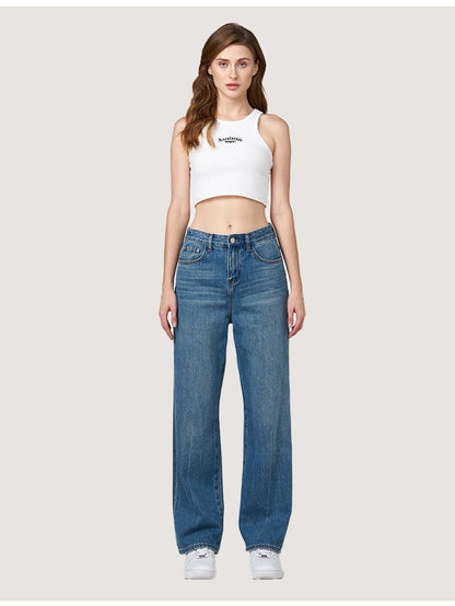 Mid-Waisted Straight Leg Jeans