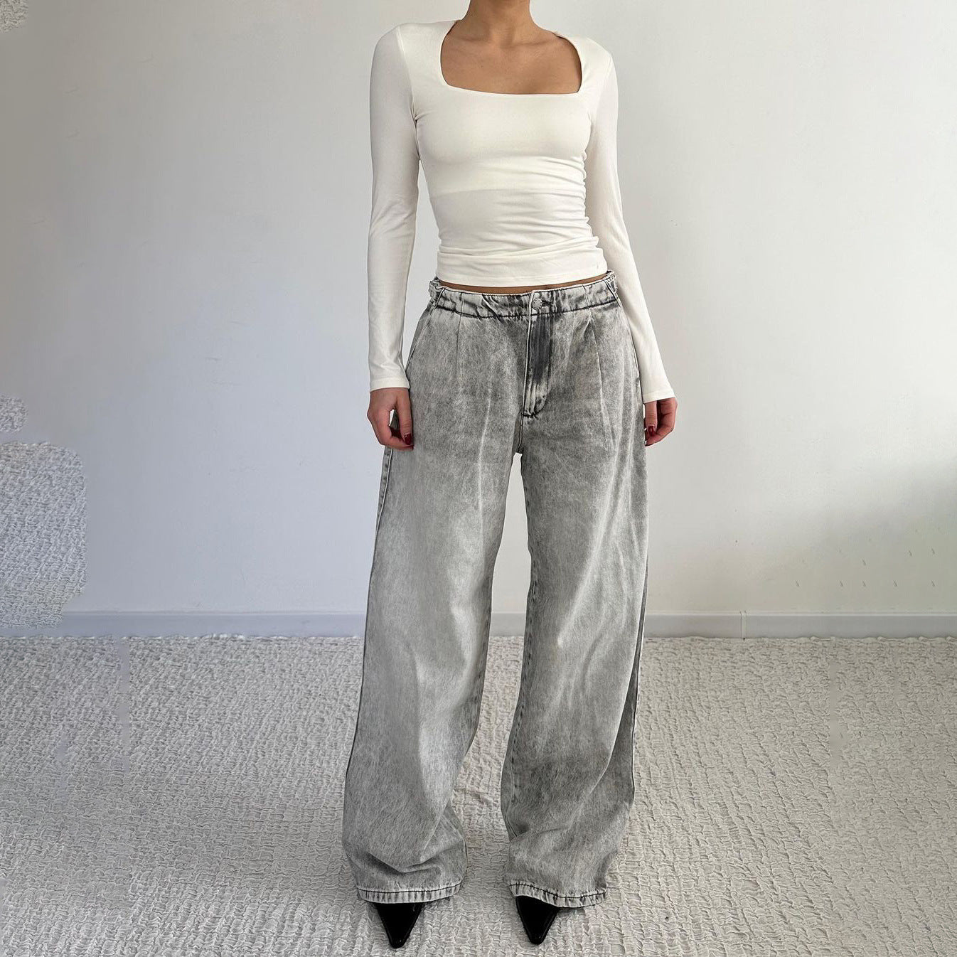 Washed Wide Leg Jeans