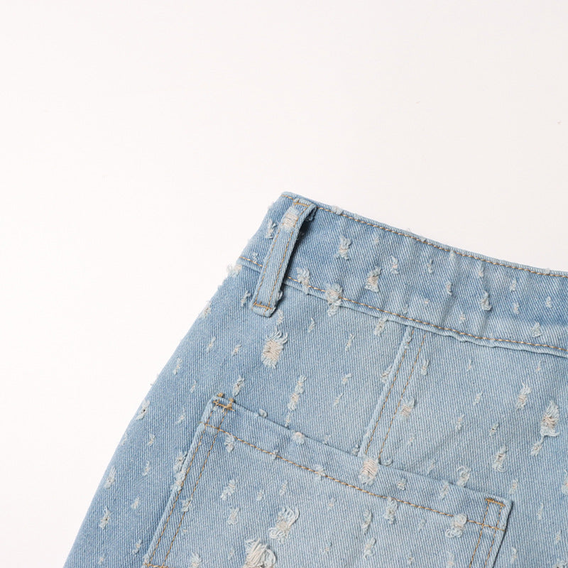 Frayed Denim Overalls