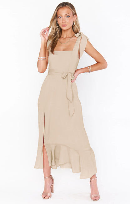 French Temperament High-Grade Split Midi Dress